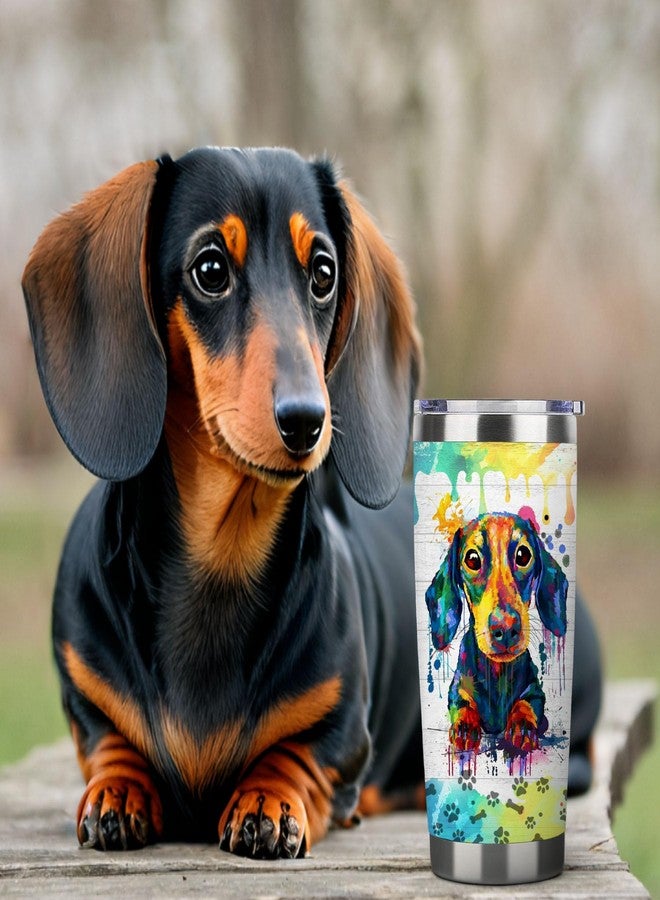 Subvise كوب سفر Subvise Dachshund - كوب معزول بتفريغ الهواء مع ماصة وغطاء - كوب سفر من الفولاذ المقاوم للصدأ سعة 20 أونصة لمحبي الكلاب (Dachshund) - Image 2