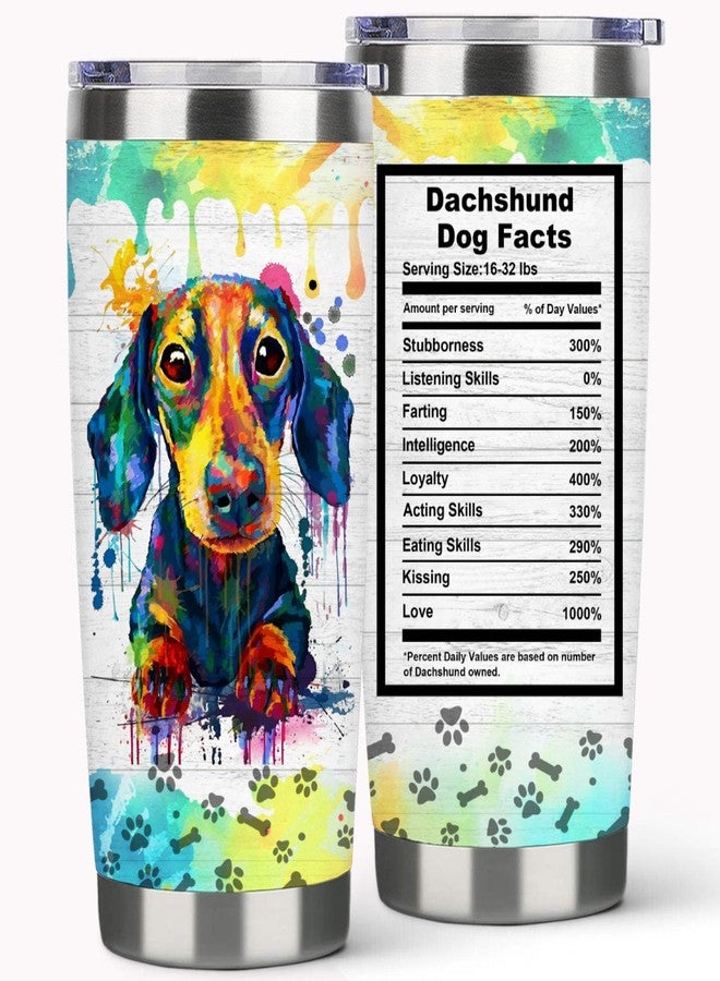 Subvise كوب سفر Subvise Dachshund - كوب معزول بتفريغ الهواء مع ماصة وغطاء - كوب سفر من الفولاذ المقاوم للصدأ سعة 20 أونصة لمحبي الكلاب (Dachshund) - Image 1