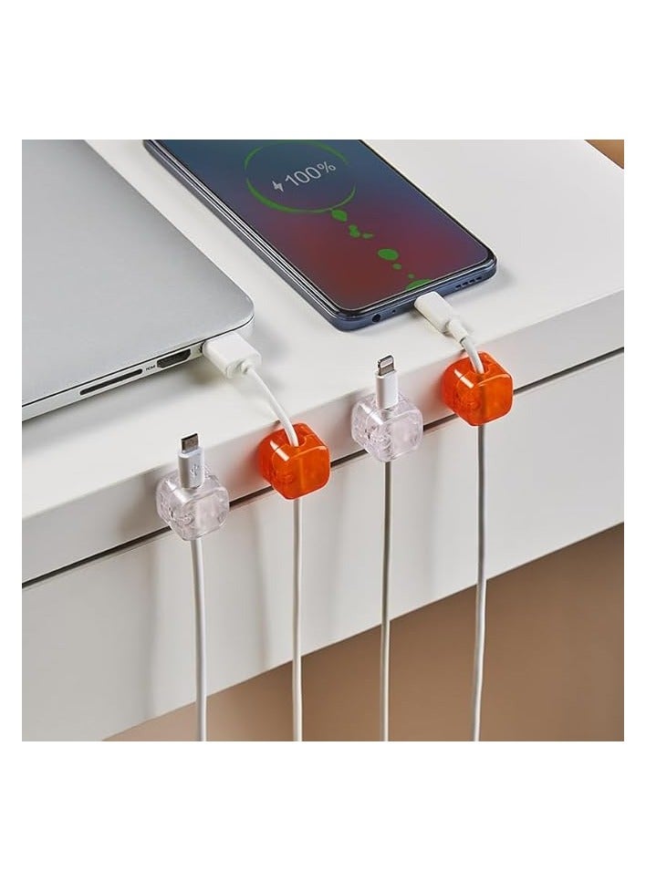 erorex 9 Pack Cable Holder Clips Magnetic Cable Clips Self Adhesive USB Charger Cable Organizer Wire Cord Management for Office & Home Wall Desktop Car (White/Orange/Blue) - Image 3