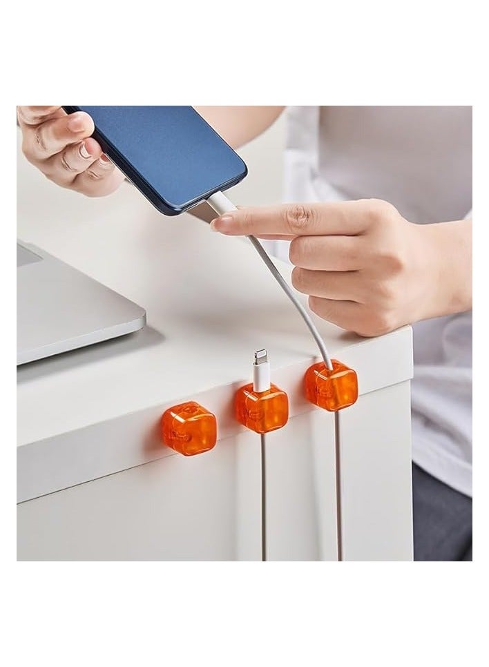 erorex 9 Pack Cable Holder Clips Magnetic Cable Clips Self Adhesive USB Charger Cable Organizer Wire Cord Management for Office & Home Wall Desktop Car (White/Orange/Blue) - Image 4