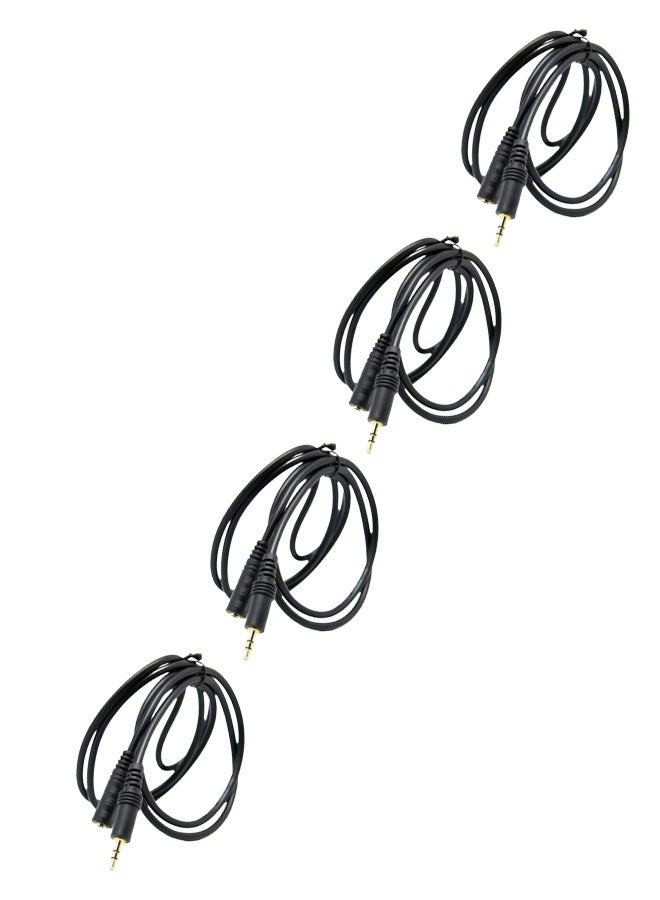 Taimi 4pices-Audio Extension Cable Jack Male to Female AUX Cable Audio Extender Cord for Computer Mobile Phones Amplifier Black 3m  - Image 1