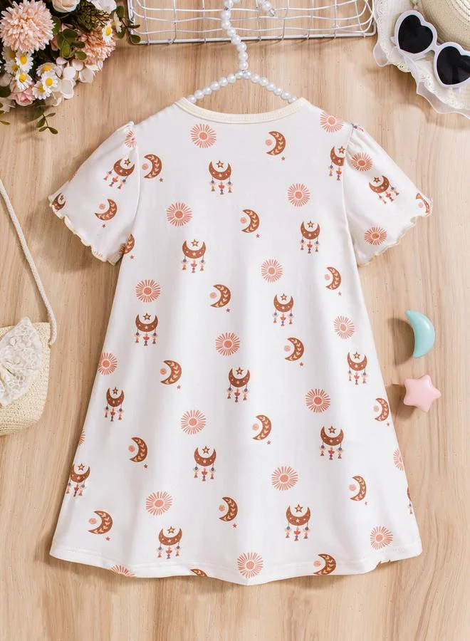 تايك تو Girls Moon and Star Print T-Shirt Dress
