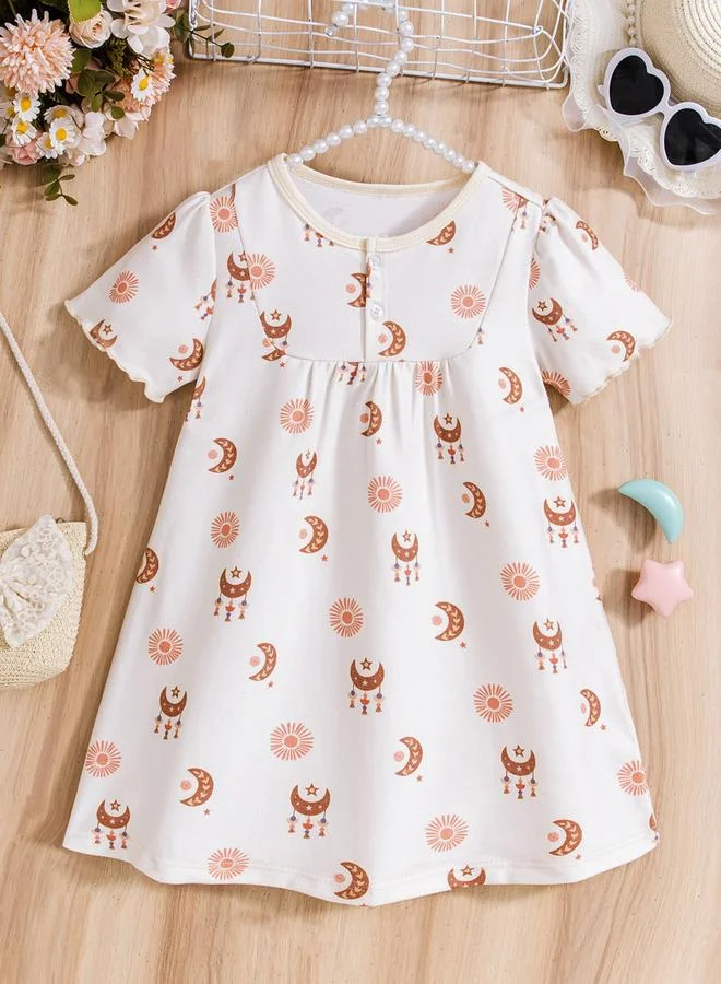 تايك تو Girls Moon and Star Print T-Shirt Dress