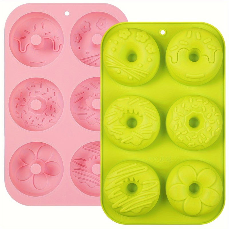 Pink Silicone Donut Mold 6 Cavity Nonstick Baking Tray Microwave Dishwasher Safe - Image 1