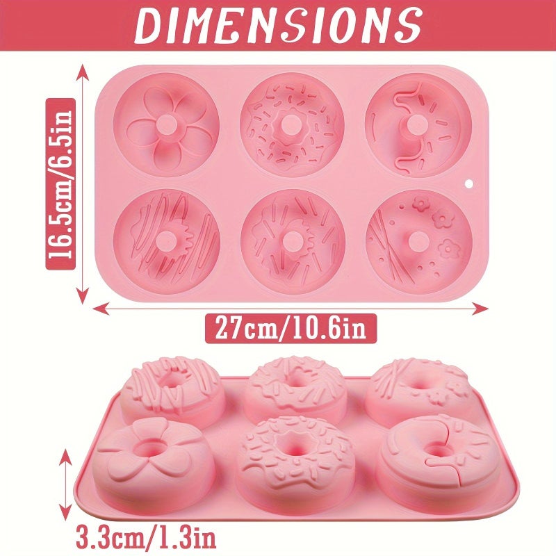 Pink Silicone Donut Mold 6 Cavity Nonstick Baking Tray Microwave Dishwasher Safe - Image 3