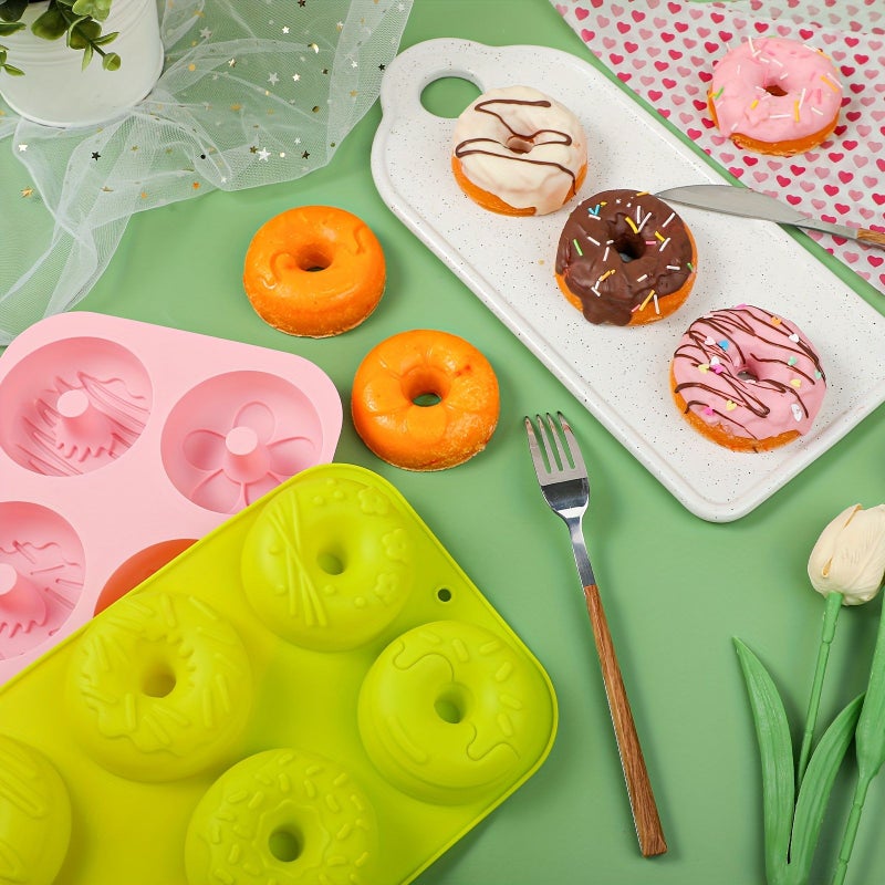 Pink Silicone Donut Mold 6 Cavity Nonstick Baking Tray Microwave Dishwasher Safe - Image 2