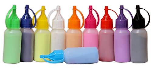 TOTA Rangoli Colours Powder Bottles | Set of 10 Unique Colours Powder in Squeeze Bottles - 800 Gram | Kolam Rangoli Tool for Floor Art, Craft, Home Decor, Pooja - Image 1