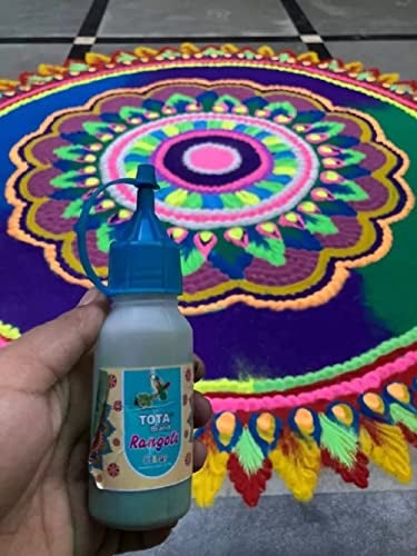 TOTA Rangoli Colours Powder Bottles | Set of 10 Unique Colours Powder in Squeeze Bottles - 800 Gram | Kolam Rangoli Tool for Floor Art, Craft, Home Decor, Pooja - Image 4