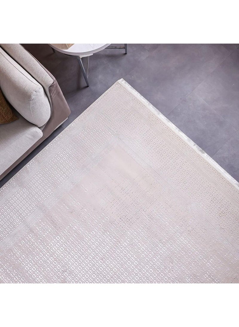 DANUBE HOME Pearl Artsilk Rug  Polyester Area Rug Floor Covering L230xW160cm-White & Cream - Image 1