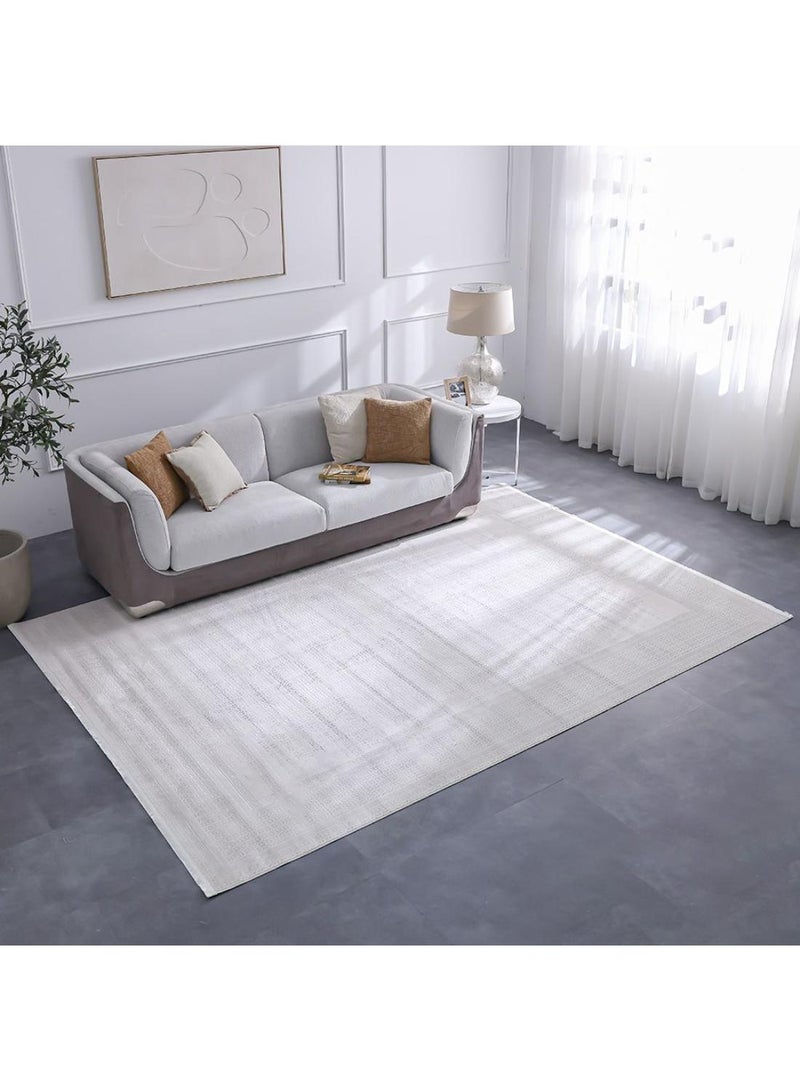 DANUBE HOME Pearl Artsilk Rug  Polyester Area Rug Floor Covering L230xW160cm-White & Cream - Image 4