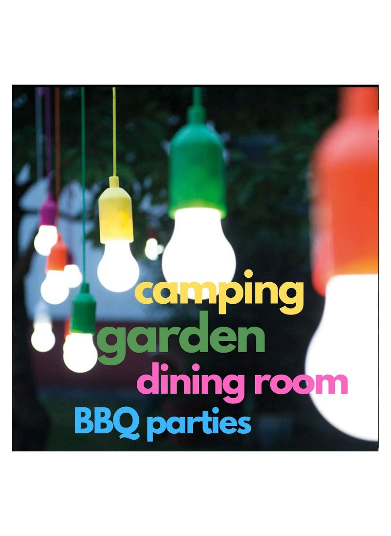 SYOSI - LED Pull Cord Light Bulb, 4Pcs LED Night Lamp On Rope, Portable Hanging Bright Light Bulbs for, Wedding, Festival, Camping Parties, BBQ, Decoration, Colorful Pull Rope Lamp Tent Camping Night Light - Image 1