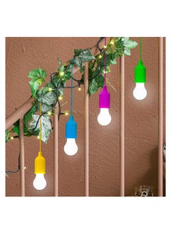 LED Pull Cord Light Bulb, 4Pcs LED Night Lamp On Rope, Portable Hanging Bright Light Bulbs for, Wedding, Festival, Camping Parties, BBQ, Decoration, Colorful Pull Rope Lamp Tent Camping Night Light