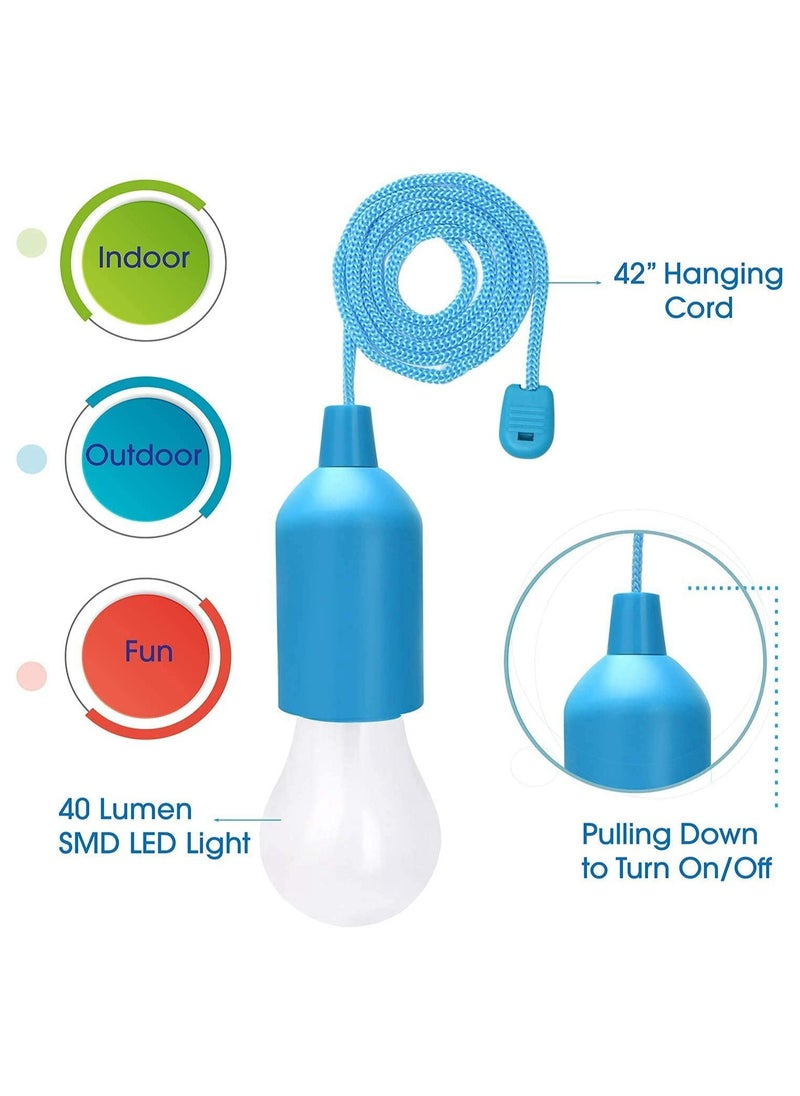 SYOSI - LED Pull Cord Light Bulb, 4Pcs LED Night Lamp On Rope, Portable Hanging Bright Light Bulbs for, Wedding, Festival, Camping Parties, BBQ, Decoration, Colorful Pull Rope Lamp Tent Camping Night Light - Image 1