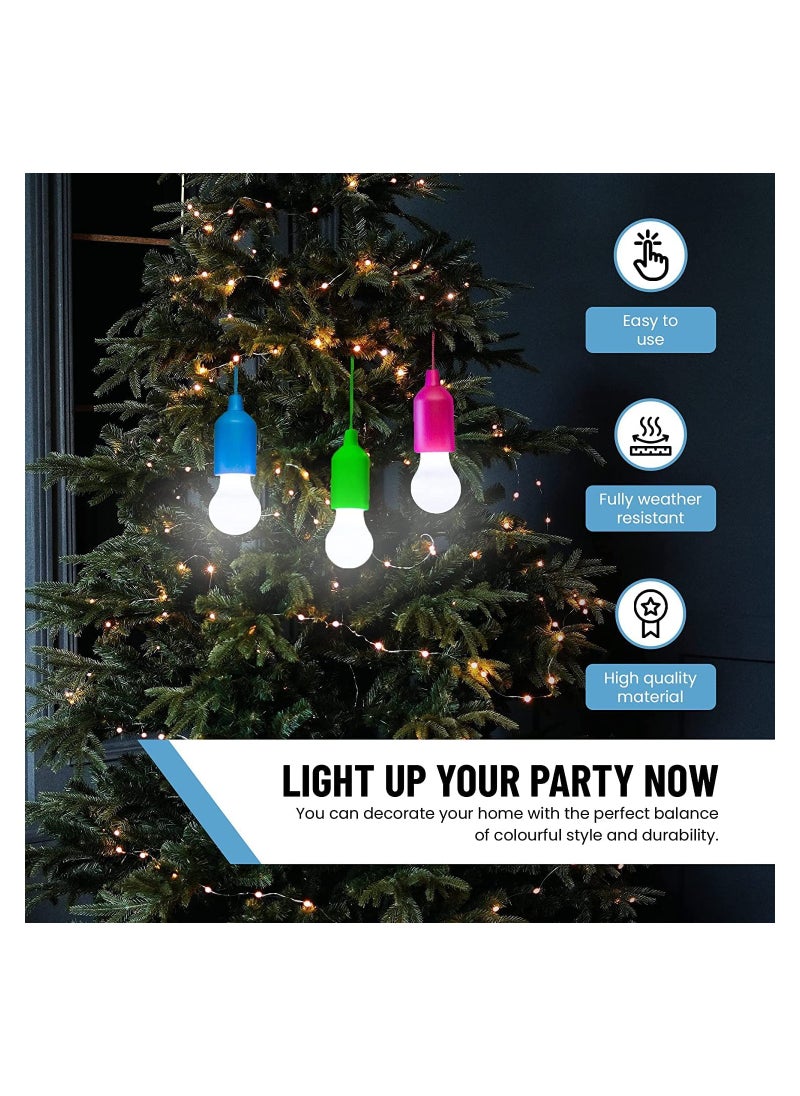 SYOSI - LED Pull Cord Light Bulb, 4Pcs LED Night Lamp On Rope, Portable Hanging Bright Light Bulbs for, Wedding, Festival, Camping Parties, BBQ, Decoration, Colorful Pull Rope Lamp Tent Camping Night Light - Image 1