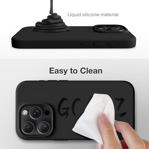 GONEZ for iPhone 15 Pro Max Case Silicone, Compatible with Magsafe, Camera Protector + Screen Protector, Soft Anti-Scratch Microfiber Lining, Liquid Silicone Shockproof Phone Cover, Black - Image 3