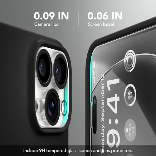 GONEZ for iPhone 15 Pro Max Case Silicone, Compatible with Magsafe, Camera Protector + Screen Protector, Soft Anti-Scratch Microfiber Lining, Liquid Silicone Shockproof Phone Cover, Black - Image 5