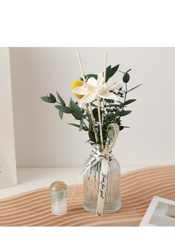 OASIS-TH Dry Flower Reed Diffuser Set Scent Diffuser With Sticks Home Fragrance Flower Diffuser For Home Office Bathroom Shelf Lavender Fragrans Scent 120ml  - Image 1