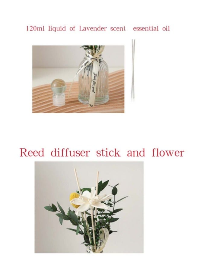 OASIS-TH Dry Flower Reed Diffuser Set Scent Diffuser With Sticks Home Fragrance Flower Diffuser For Home Office Bathroom Shelf Lavender Fragrans Scent 120ml  - Image 2