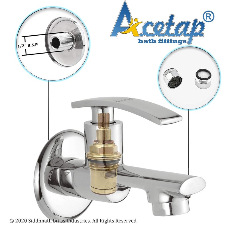 Acetap Brass Bib Cock Aqua Series With Brass Wall Flange Chrome Plated - Image 3