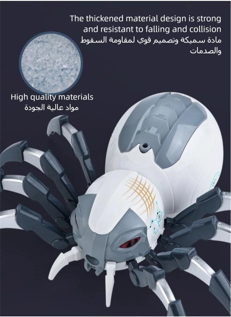 تشغيل المكالمة لعبة روبوت عنكبوت واقعي يتم التحكم فيه عن بعد مع رذاذ وأضواء وموسيقى وعيون LED - هدية مثالية للأطفال من سن 6 إلى 12 عامًا، رائعة للمقالب وديكورات الهالوين والحركة الواقعية  - Image 5