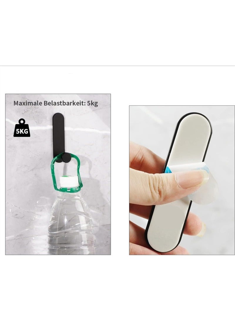 4 Pack Self Adhesive Hooks Sticky No Drill Towel Hooks Hangers Heavy Duty Wall Mounted Door Hook for Coat/Bathrobe/Towel/Keys in Bathroom Shower Kitchen (Black) - Image 5