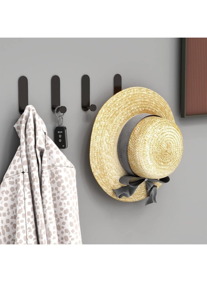 4 Pack Self Adhesive Hooks Sticky No Drill Towel Hooks Hangers Heavy Duty Wall Mounted Door Hook for Coat/Bathrobe/Towel/Keys in Bathroom Shower Kitchen (Black) - Image 3