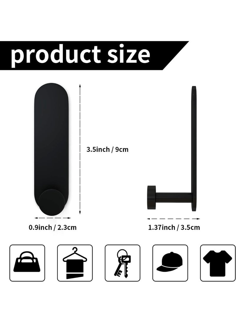 4 Pack Self Adhesive Hooks Sticky No Drill Towel Hooks Hangers Heavy Duty Wall Mounted Door Hook for Coat/Bathrobe/Towel/Keys in Bathroom Shower Kitchen (Black) - Image 2