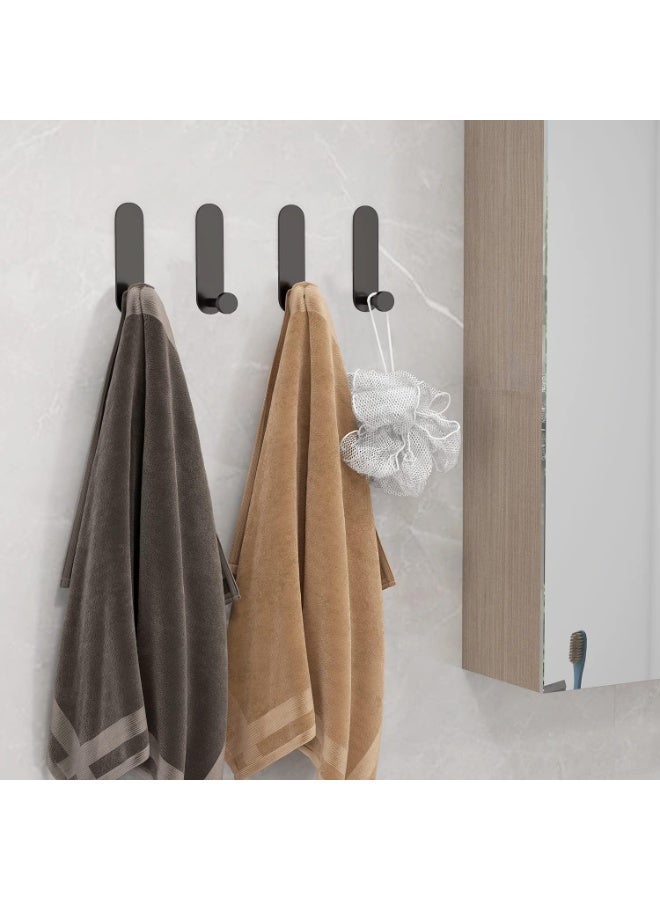4 Pack Self Adhesive Hooks Sticky No Drill Towel Hooks Hangers Heavy Duty Wall Mounted Door Hook for Coat/Bathrobe/Towel/Keys in Bathroom Shower Kitchen (Black) - Image 4