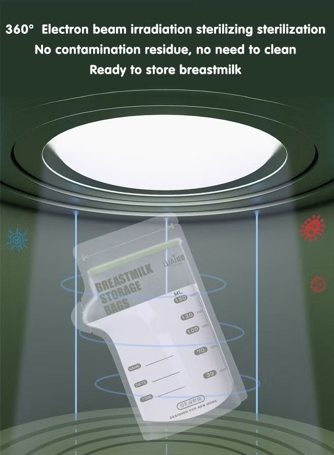دبليو أيه آي 30 قطعة من أكياس تخزين حليب الأم، أكياس تخزين حليب للاستخدام مرة واحدة للرضاعة الطبيعية، أكياس تخزين حليب مانعة للتسرب في الفريزر، 200 مل - Image 2