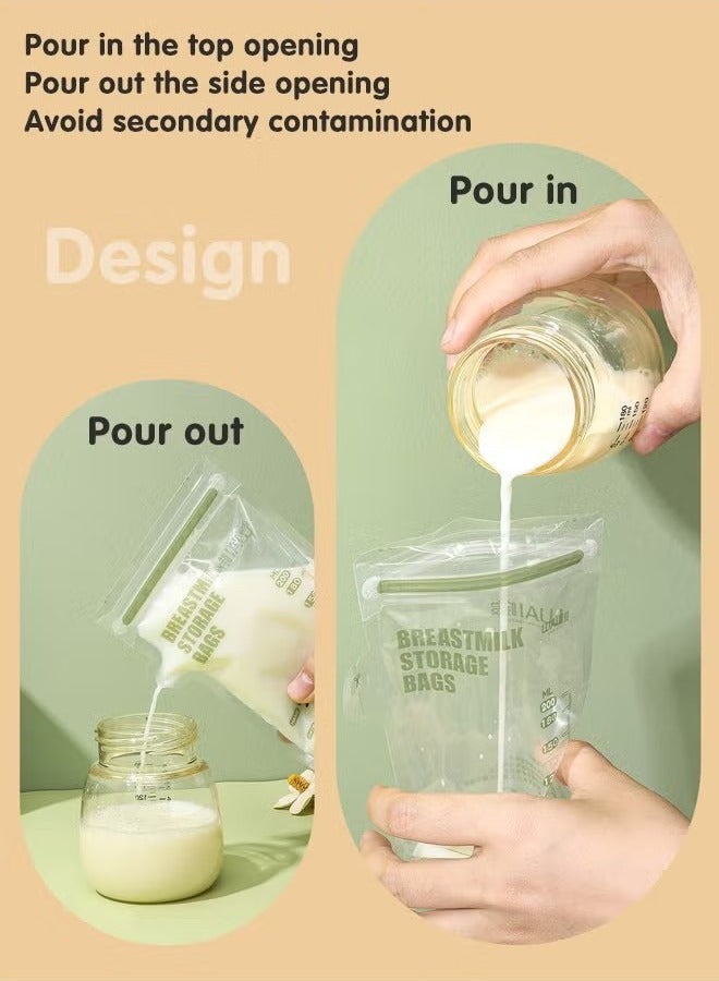 دبليو أيه آي 30 قطعة من أكياس تخزين حليب الأم، أكياس تخزين حليب للاستخدام مرة واحدة للرضاعة الطبيعية، أكياس تخزين حليب مانعة للتسرب في الفريزر، 200 مل - Image 4