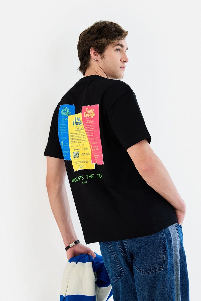 Snitch Black Black Graphic Half Sleeve Oversized Streetwear T-Shirt for Men | Best Price UAE