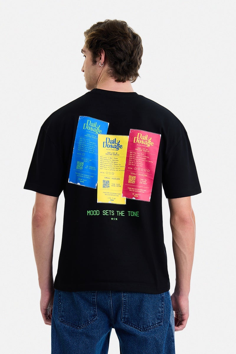 SNITCH Black Graphic Half Sleeve Oversized Streetwear T-Shirt - Image 5