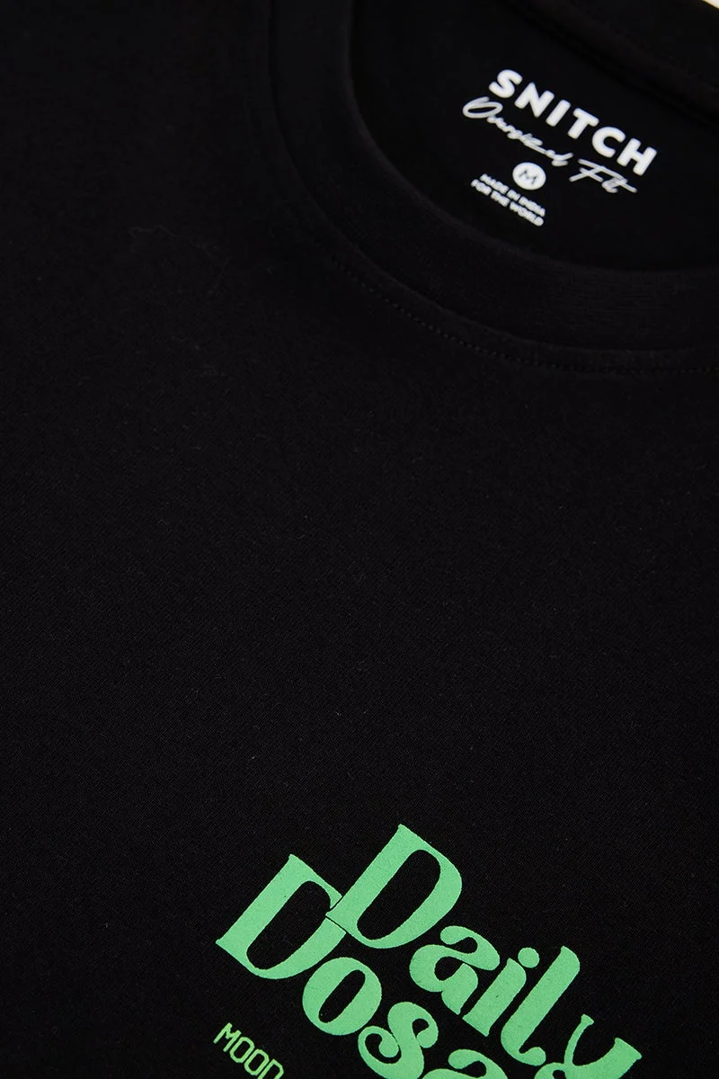 Snitch Black Black Graphic Half Sleeve Oversized Streetwear T-Shirt for Men | Best Price UAE