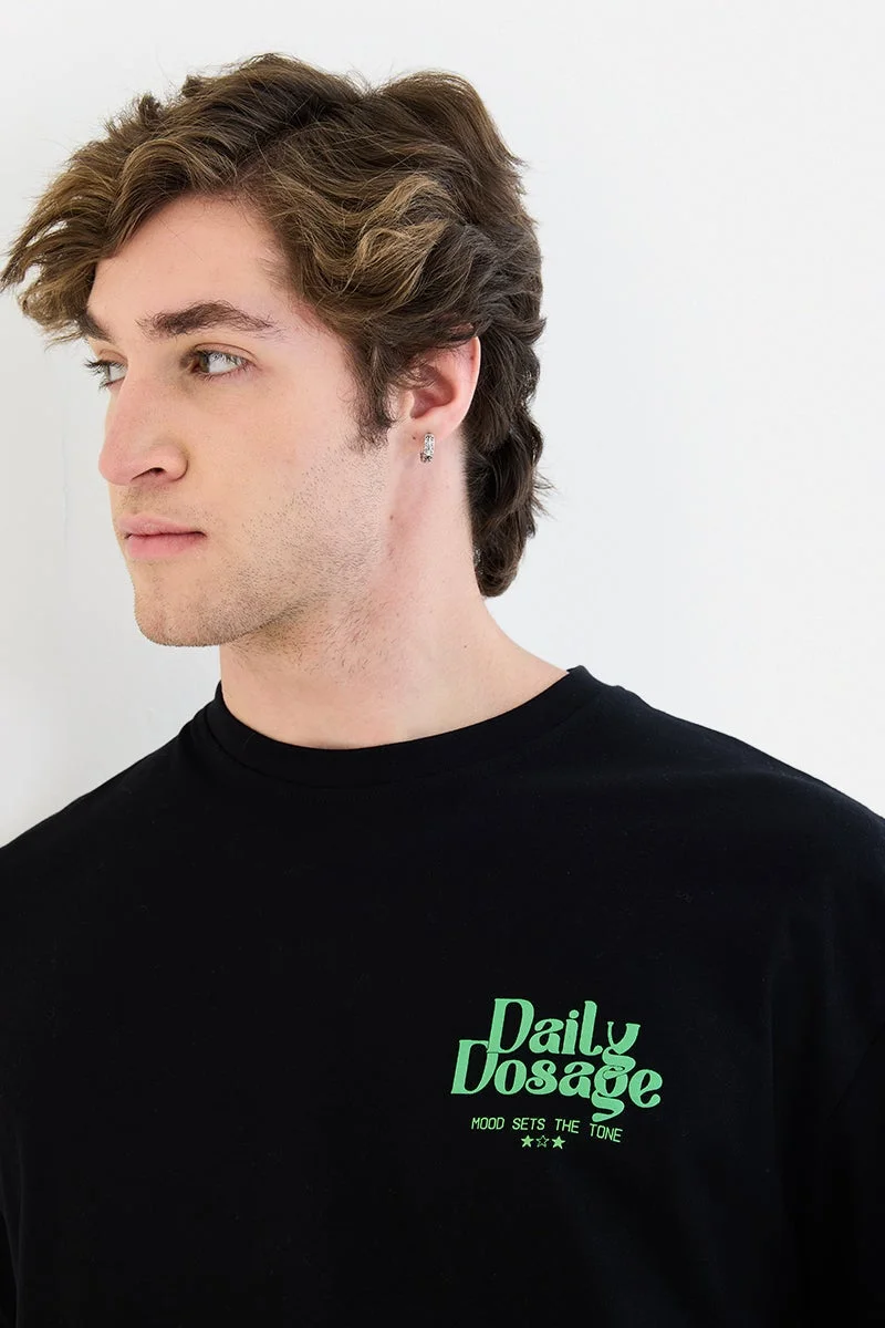 Snitch Black Black Graphic Half Sleeve Oversized Streetwear T-Shirt for Men | Best Price UAE