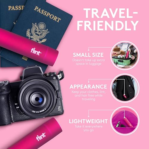 Flint Classic Pink Retractable Mini Lint Roller with 30 Extra Sticky Sheets, Small and Portable Lint Roller, Ideal Pet Hair Remover, Travel Lint Rollers for pet Hair Extra Sticky - Image 4