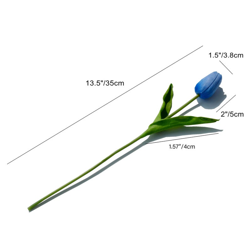 Mandy's Artificial Tulips 20 Stems Light Blue PU Faux Flowers for Valentine's Day and Easter Decorations Wedding Home Decor 13.5 Inch - Image 2