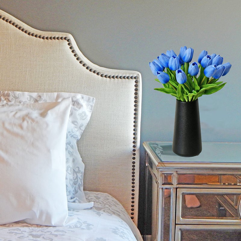 Mandy's Artificial Tulips 20 Stems Light Blue PU Faux Flowers for Valentine's Day and Easter Decorations Wedding Home Decor 13.5 Inch - Image 4
