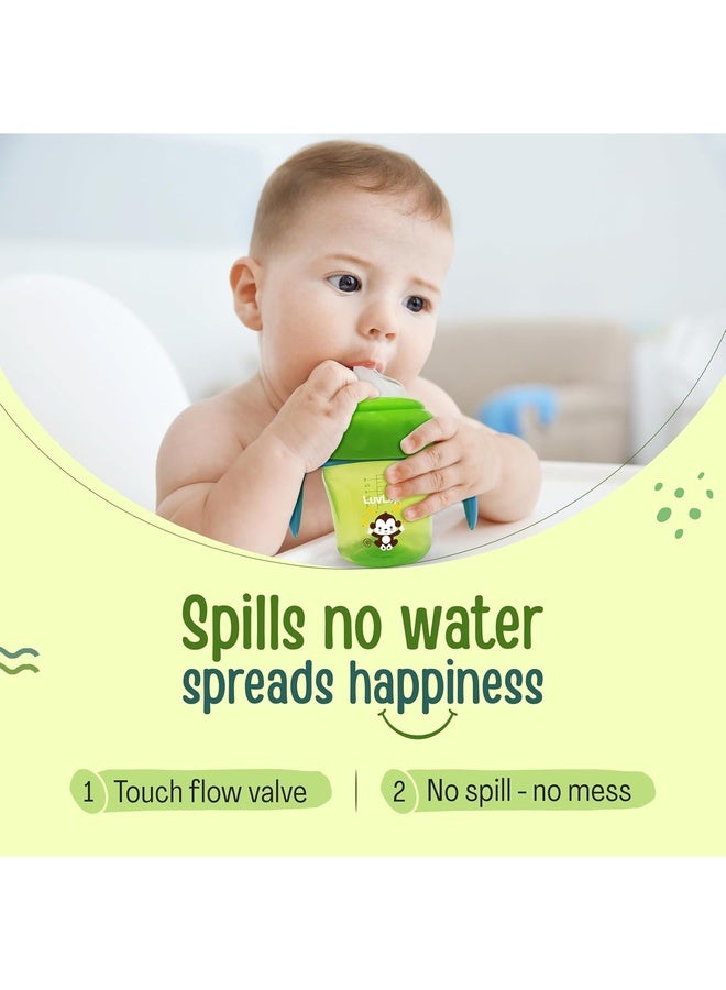 Luvlap كوب سكب الموز 150 مل مضاد للتسرب، كوب شرب قابل للتبديل مع فوهة سيليكون ناعمة وقشة خالية من BPA، 6 أشهر وما فوق (أخضر) - Image 3
