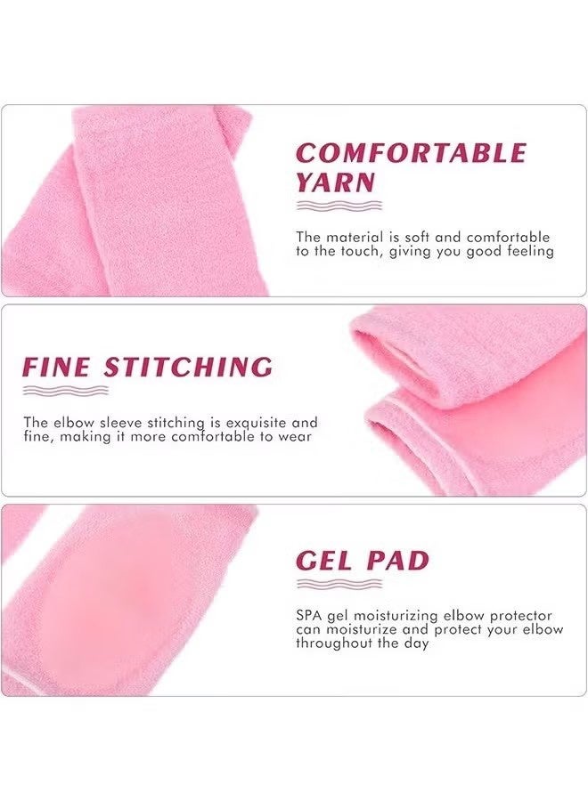 واي جيه 1 زوج جل الكوع كم الكوع ترطيب جل الأكمام للعناية بالبشرة الجافة والمتشققة مرنة تنفس الكوع الأكمام لمنتجع صحي القيادة المشي لمسافات طويلة ركوب الدراجات الغبار الحماية من تلوث حروق الشمس الوردي - Image 5
