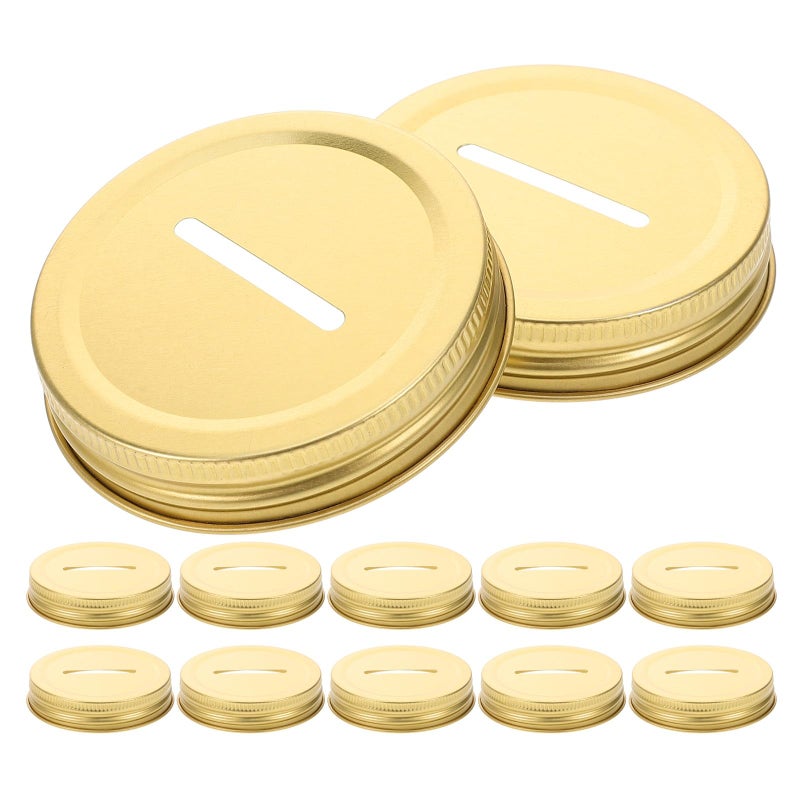 12pcs 70mm Tinplate Piggy Bank Jar Lids with Coin Slot for Mason Jars Money Saving - Image 2