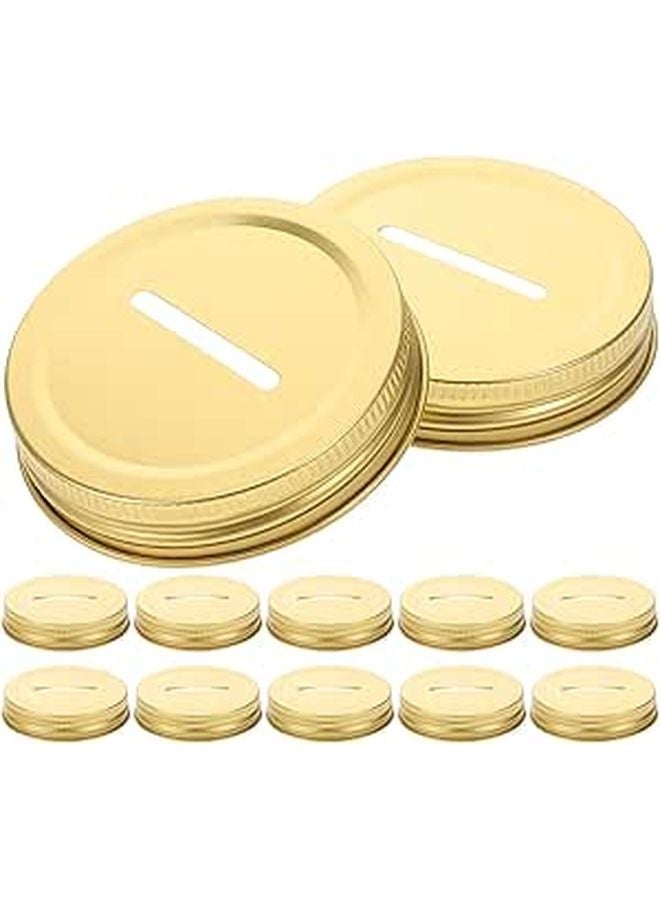 12pcs 70mm Tinplate Piggy Bank Jar Lids with Coin Slot for Mason Jars Money Saving - Image 1