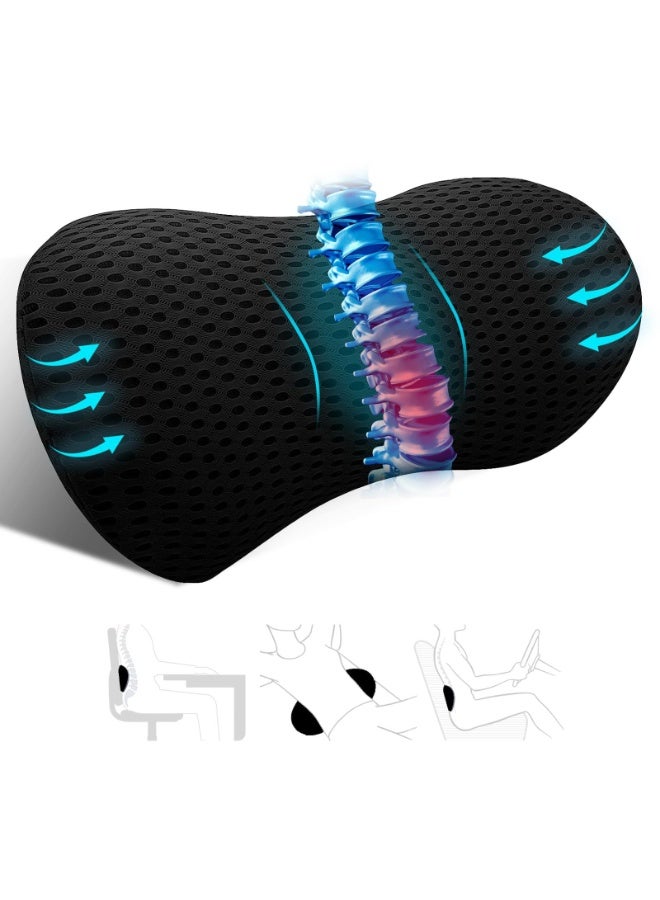 MJZ Lumbar Support Pillow, Ergonomic Back Pillow for Office Chair and Car Seat, Memory Foam Back Support Pillow for Lower Back Pain Relief, Adjustable Detachable Washable Lumbar Pillow for Sleeping, Rest - Image 1