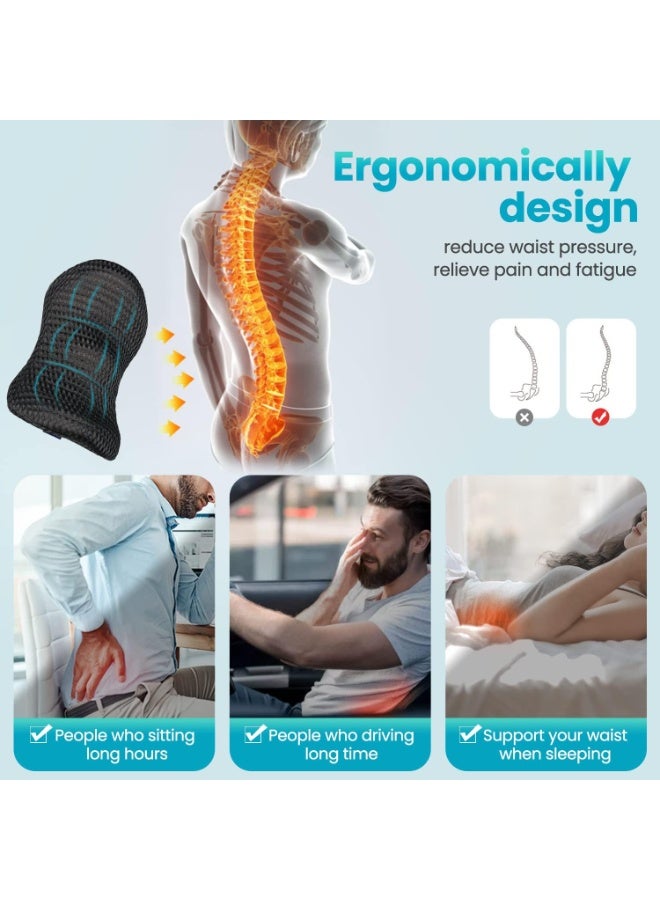 MJZ Lumbar Support Pillow, Ergonomic Back Pillow for Office Chair and Car Seat, Memory Foam Back Support Pillow for Lower Back Pain Relief, Adjustable Detachable Washable Lumbar Pillow for Sleeping, Rest - Image 5