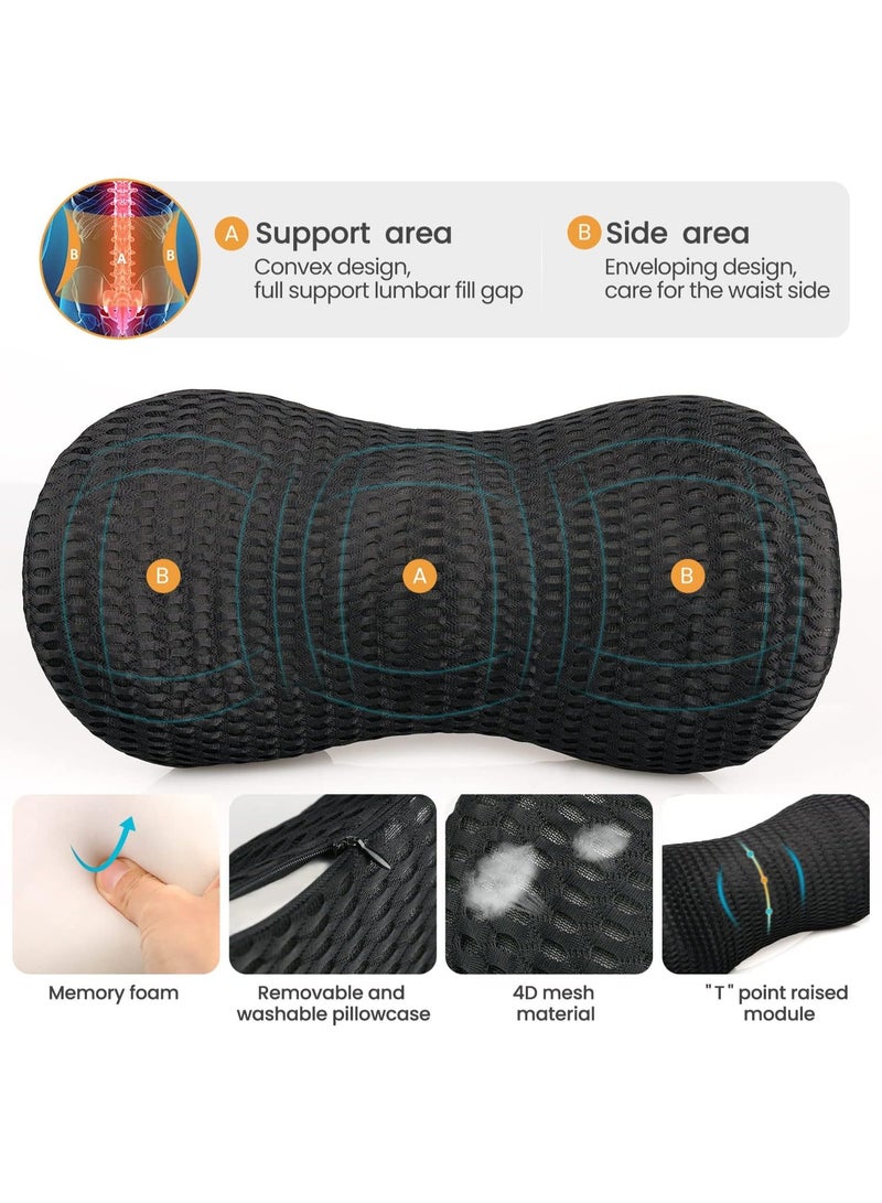 MJZ Lumbar Support Pillow, Ergonomic Back Pillow for Office Chair and Car Seat, Memory Foam Back Support Pillow for Lower Back Pain Relief, Adjustable Detachable Washable Lumbar Pillow for Sleeping, Rest - Image 4