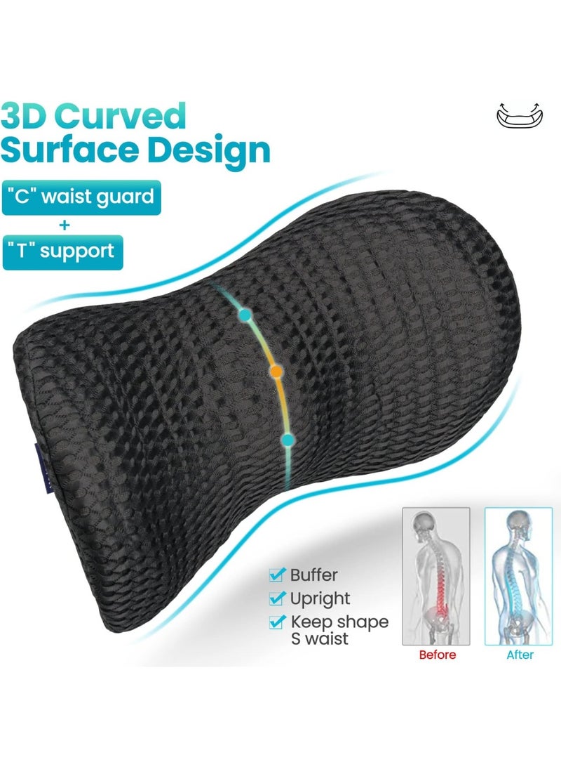 MJZ Lumbar Support Pillow, Ergonomic Back Pillow for Office Chair and Car Seat, Memory Foam Back Support Pillow for Lower Back Pain Relief, Adjustable Detachable Washable Lumbar Pillow for Sleeping, Rest - Image 3