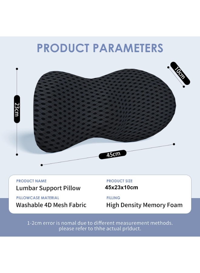 MJZ Lumbar Support Pillow, Ergonomic Back Pillow for Office Chair and Car Seat, Memory Foam Back Support Pillow for Lower Back Pain Relief, Adjustable Detachable Washable Lumbar Pillow for Sleeping, Rest - Image 2