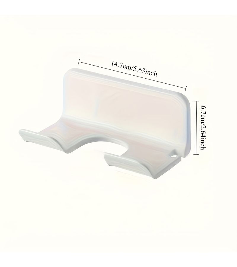 حامل مجفف الشعر الجداري الأبيض لتنظيم الحمام مع لاصق ذاتي - Image 5
