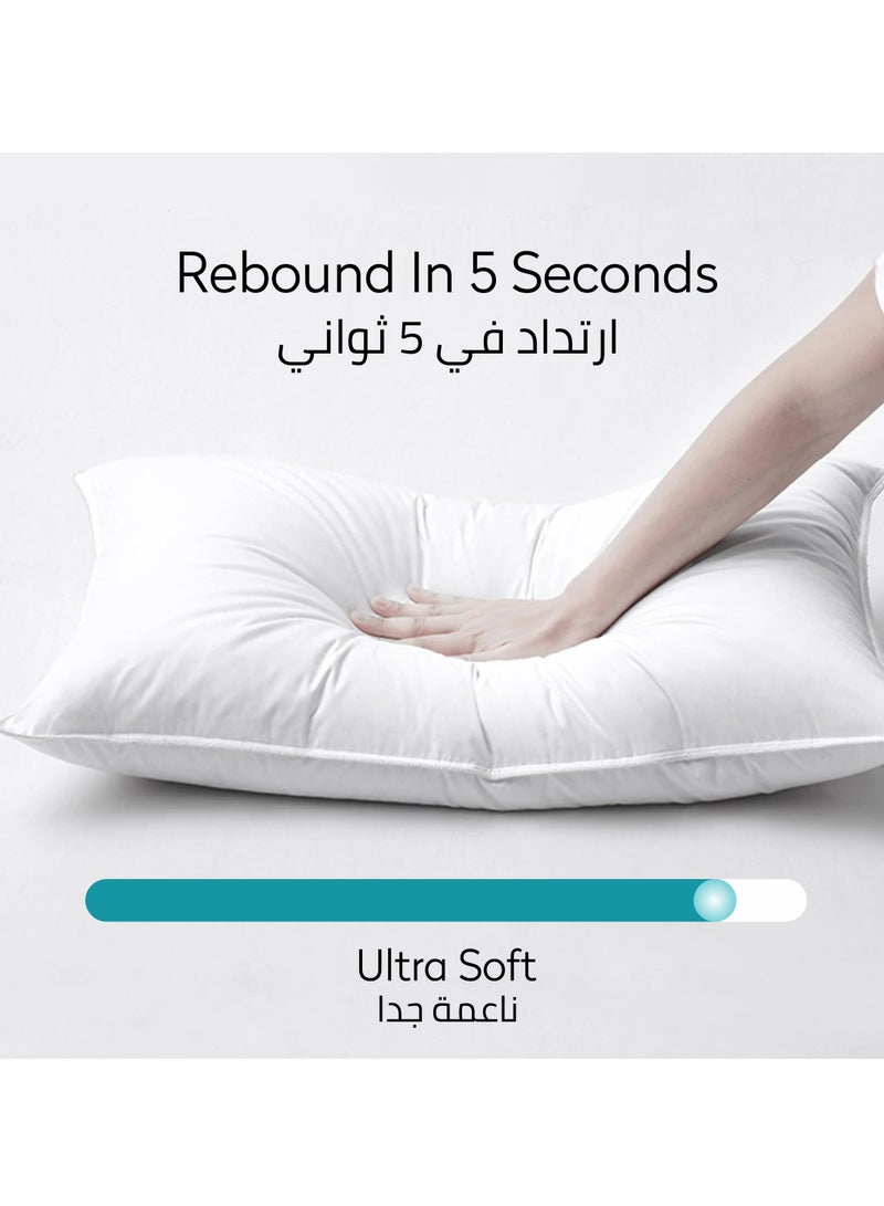 Donetella 2 Pieces Hotel Pillow Cotton Shell Double Edge Stitched Premium Gel Fiber 1600 gms Filling Each 50x75 Soft Loft,White - Image 5
