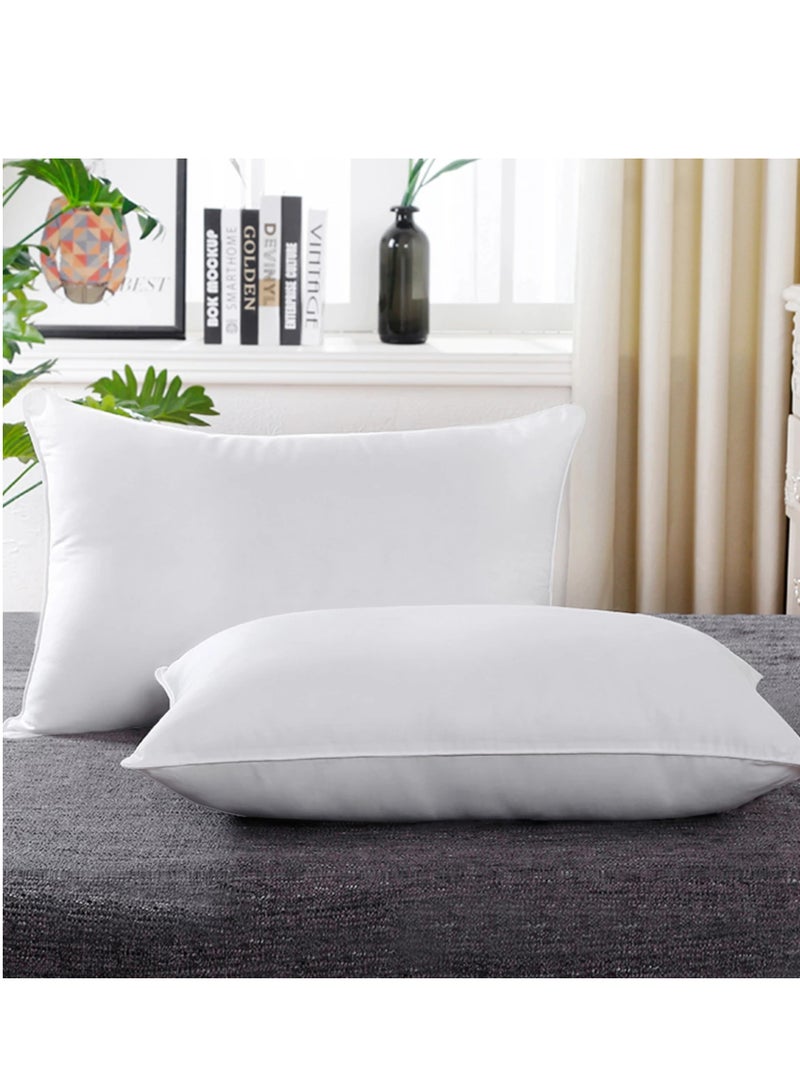 Donetella 2 Pieces Hotel Pillow Cotton Shell Double Edge Stitched Premium Gel Fiber 1600 gms Filling Each 50x75 Soft Loft,White - Image 2