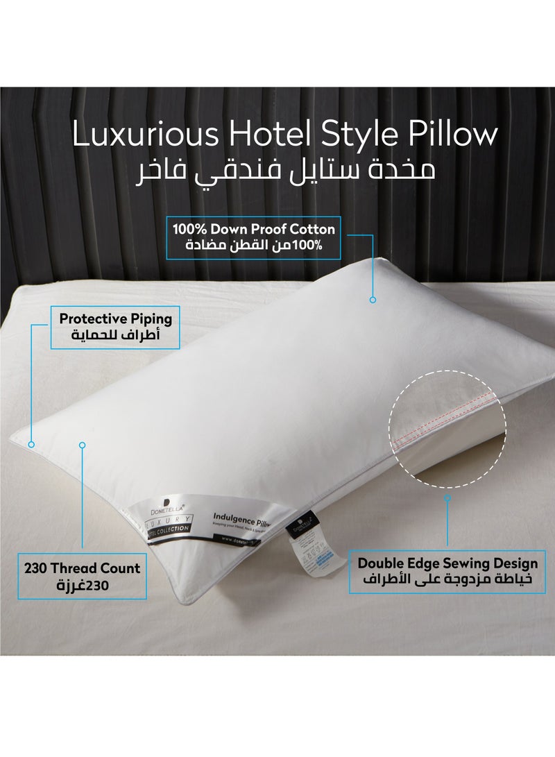 Donetella 2 Pieces Hotel Pillow Cotton Shell Double Edge Stitched Premium Gel Fiber 1600 gms Filling Each 50x75 Soft Loft,White - Image 3
